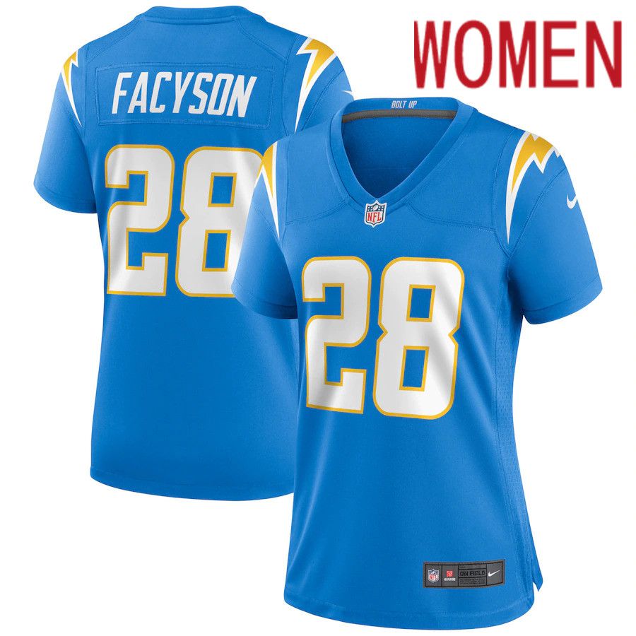 Women Los Angeles Chargers 28 Brandon Facyson Nike Powder Blue Game NFL Jersey